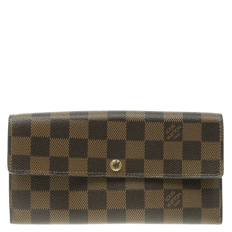 Pre Owned Louis Vuitton Damier Ebene Canvas Sarah Wallet