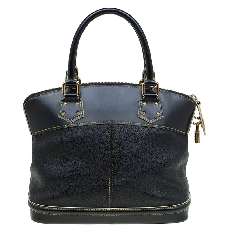 Louis Vuitton Black Suhali Leather Lockit MM Bag - Yoogi's Closet