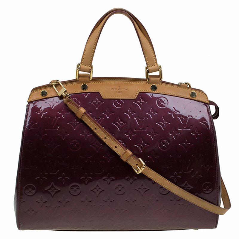 Pre Owned Louis Vuitton Amarante Monogram Vernis Brea GM Bag