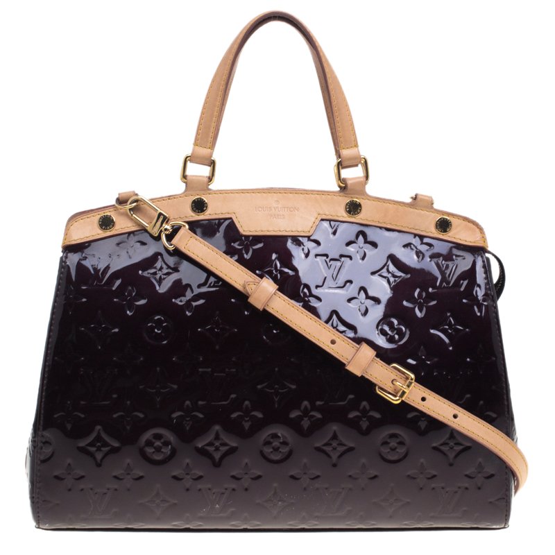 Pre Owned Louis Vuitton Amarante Monogram Vernis Brea MM Bag