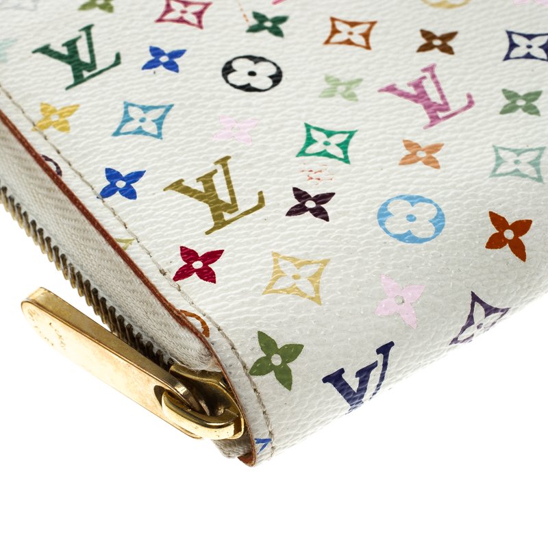 Louis Vuitton White Monogram Multicolore Zippy Wallet Multiple colors Cloth  ref.157291 - Joli Closet