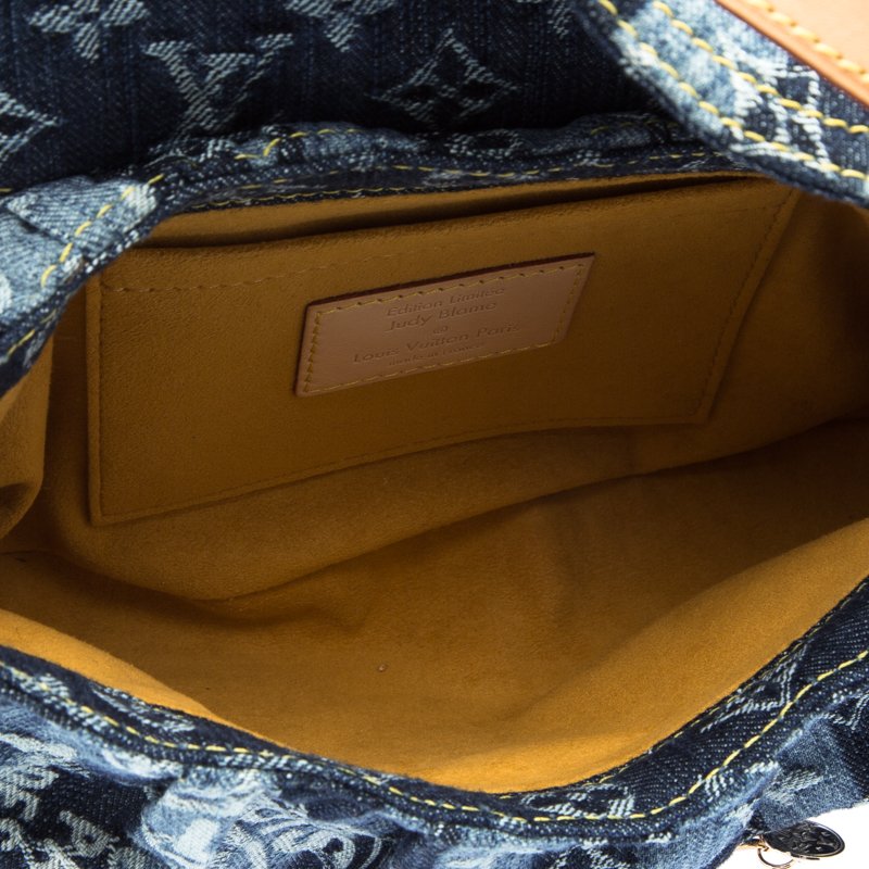 Louis Vuitton Monogram Denim Mini Pleaty Raye Shoulder Bag Blue