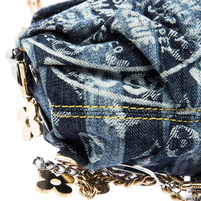 Louis Vuitton Limited Edition Blue Denim Monogram Denim Mini Pleaty Raye  Customise Bag - Yoogi's Closet