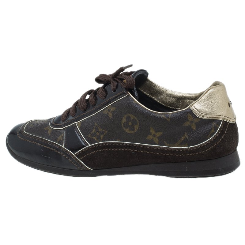 Louis Vuitton Brown Monogram Square Toe Sneakers Size 38.5 Louis