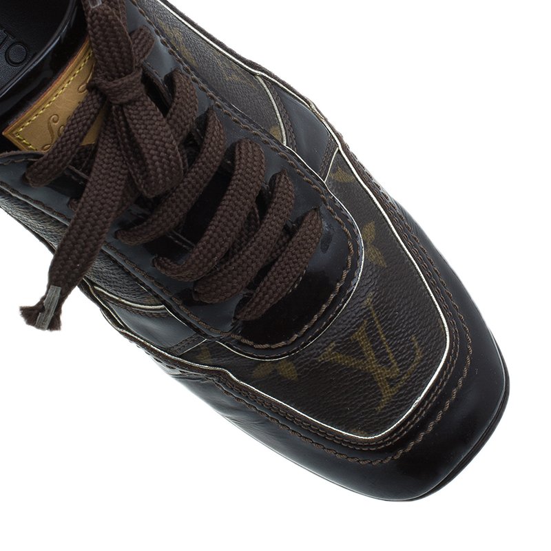 Louis Vuitton Brown Monogram Square Toe Sneakers Size 38.5 Louis