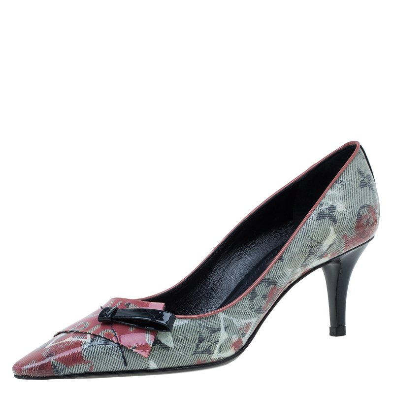 مملوكة مسبقًا Louis Vuitton Two Tone Monogram Patent Pointed Toe Pumps Size 36.5