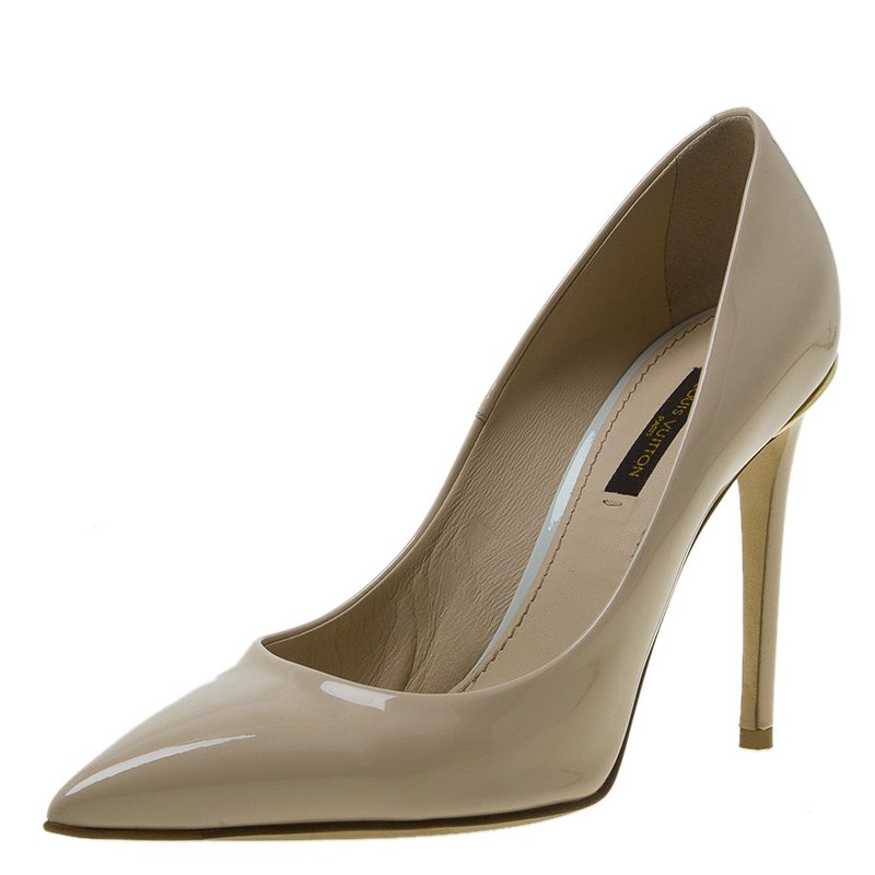 Louis Vuitton Beige Leather Eyeline Pointed Toe Pumps Size 37