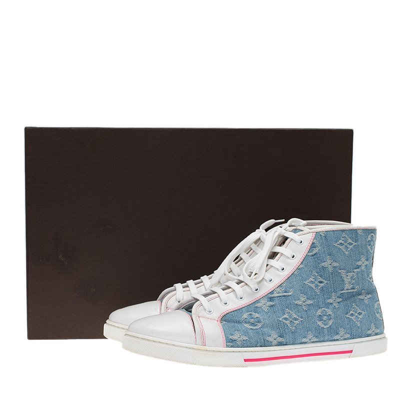 louis vuitton high top denim sneakers