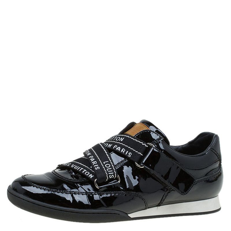 Louis Vuitton Black Patent Velcro Sneakers Size 38