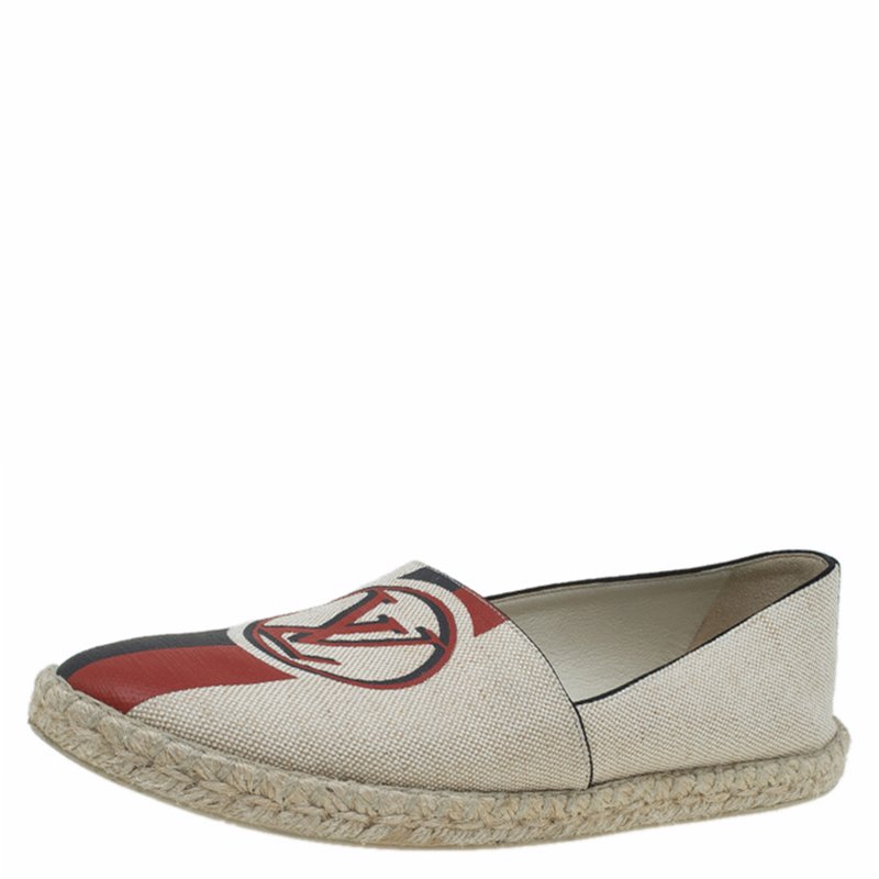 مملوكة مسبقًا Louis Vuitton Beige Canvas Postcard Espadrilles Size 39.5