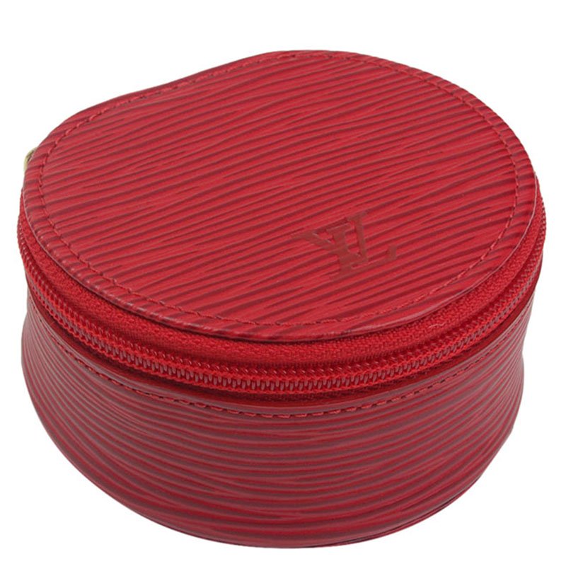 Pre Owned Louis Vuitton Red Epi Leather Jewelry Case