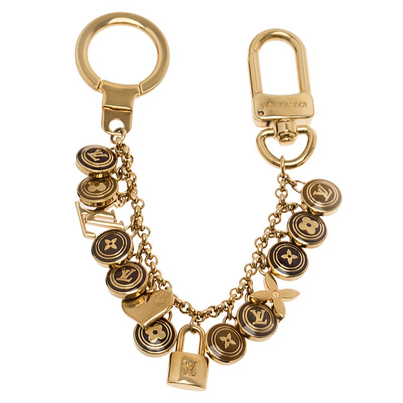 LOUIS VUITTON Porte Cles Pastilles Bag Charm Key Chain Gold LV Y1760RSJ