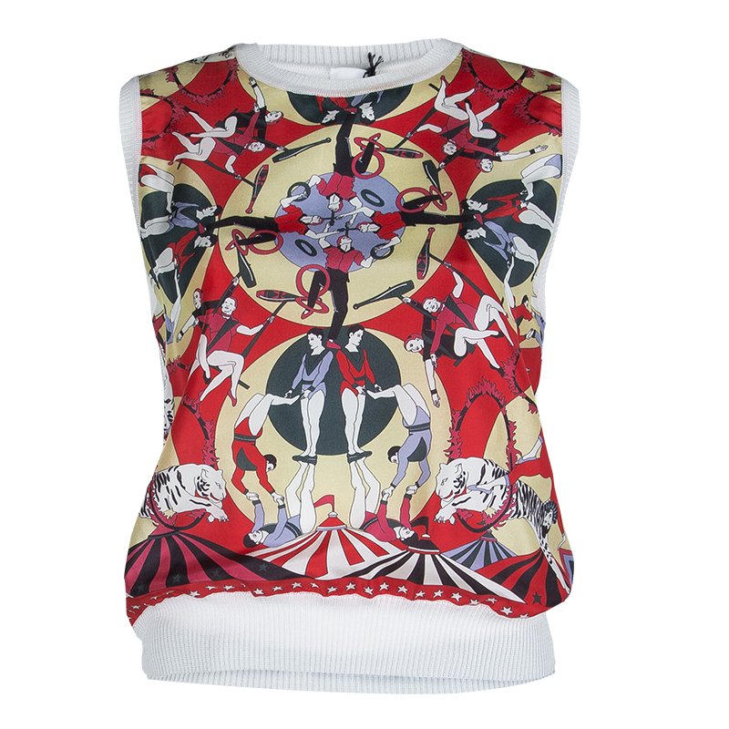 مملوكة مسبقًا M Missoni Multicolor Circus Print Sleeveless Knit Top M