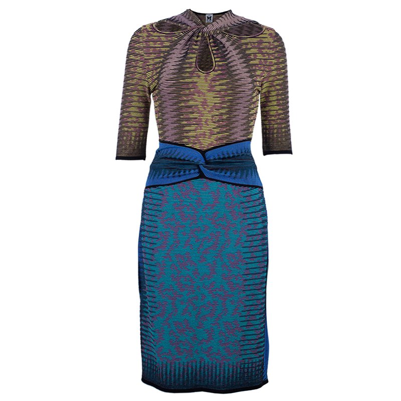 Pre Owned M Missoni Multicolor Knot Detail Dress M