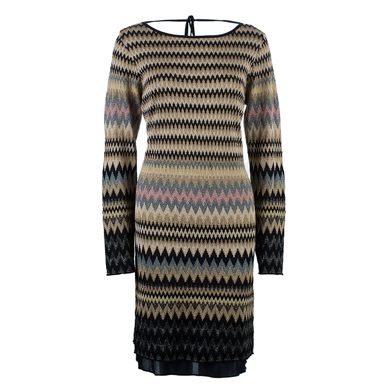 Pre Owned فستان أم ميزوني بدون ظهر متعرج L