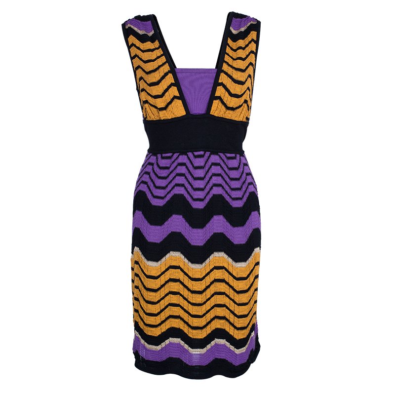 مملوكة مسبقًا M Missoni Purple/Orange Wave Knit Dress M