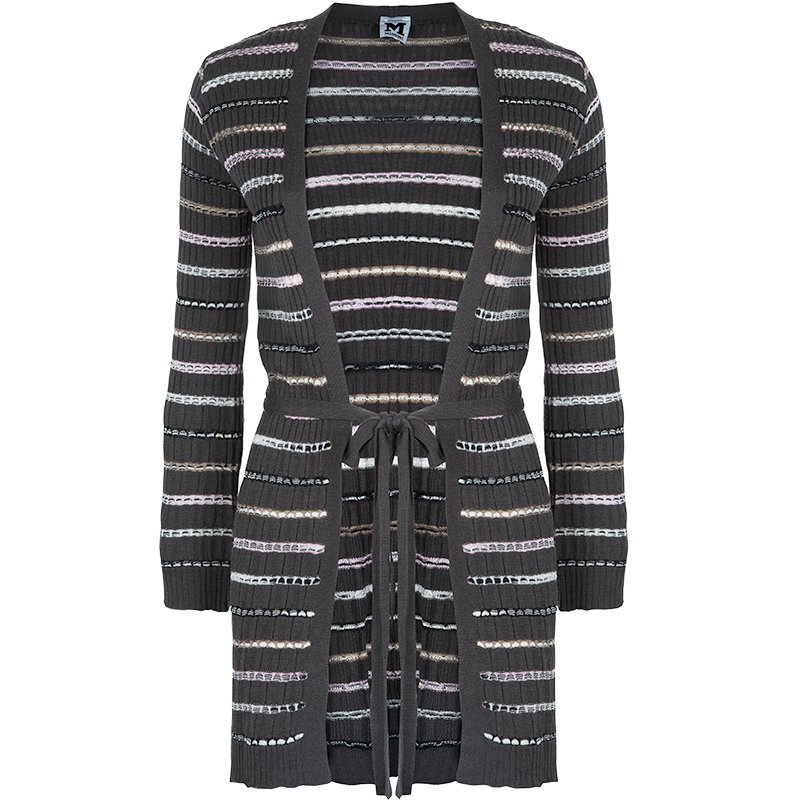 Pre Owned كارديغان أم ميزوني رصاصي مخطط S