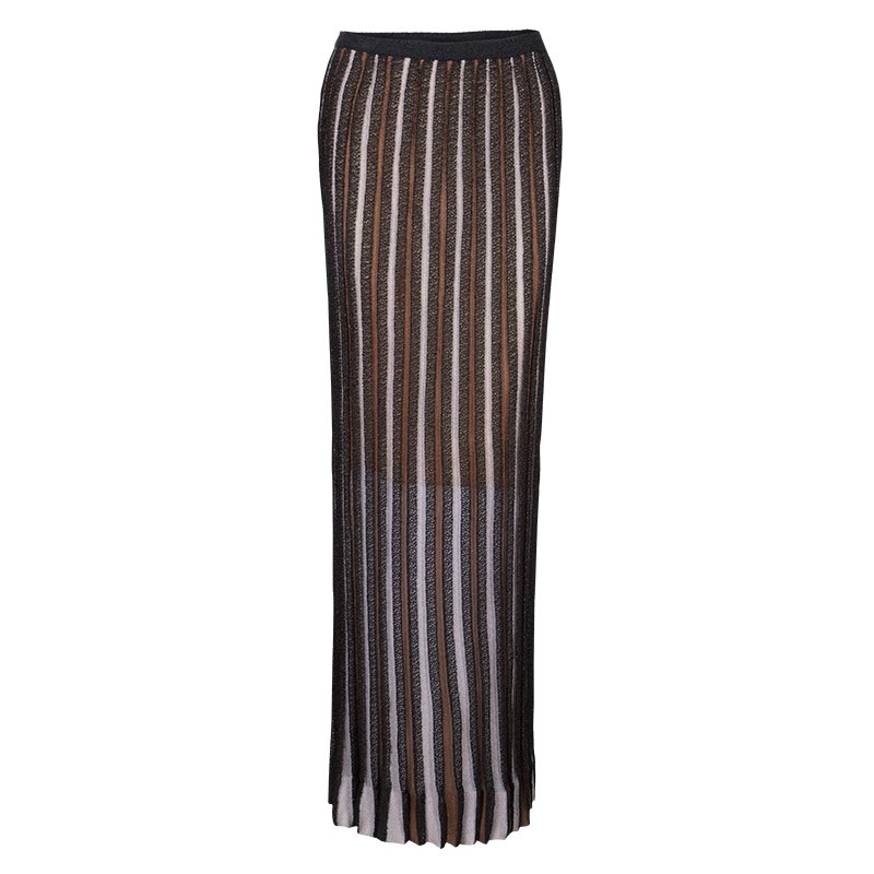 Pre Owned تنورة ماكسي أم ميزوني منقوشة مخطط S