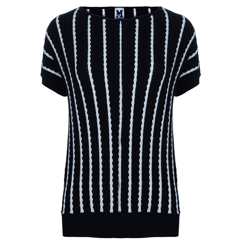 Pre Owned M Missoni Monochrome Knit Top S