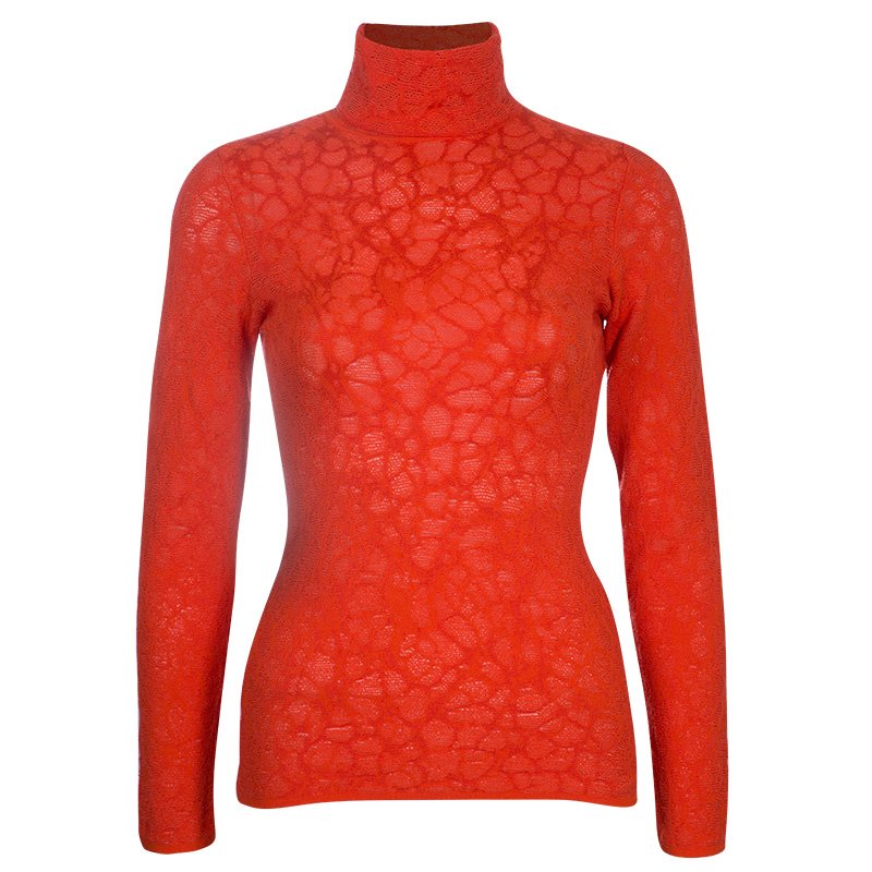 M Missoni Red Turtle Neck Long Sleeve Sweater S