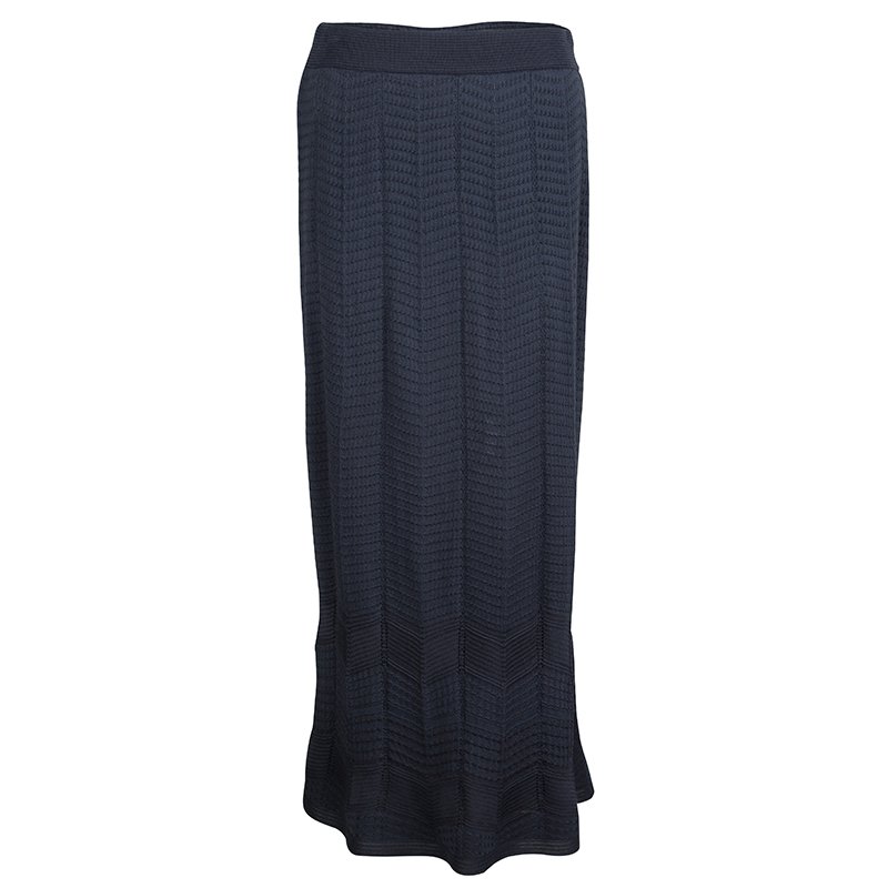 Pre Owned M Missoni Grey Knit Maxi Skirt S