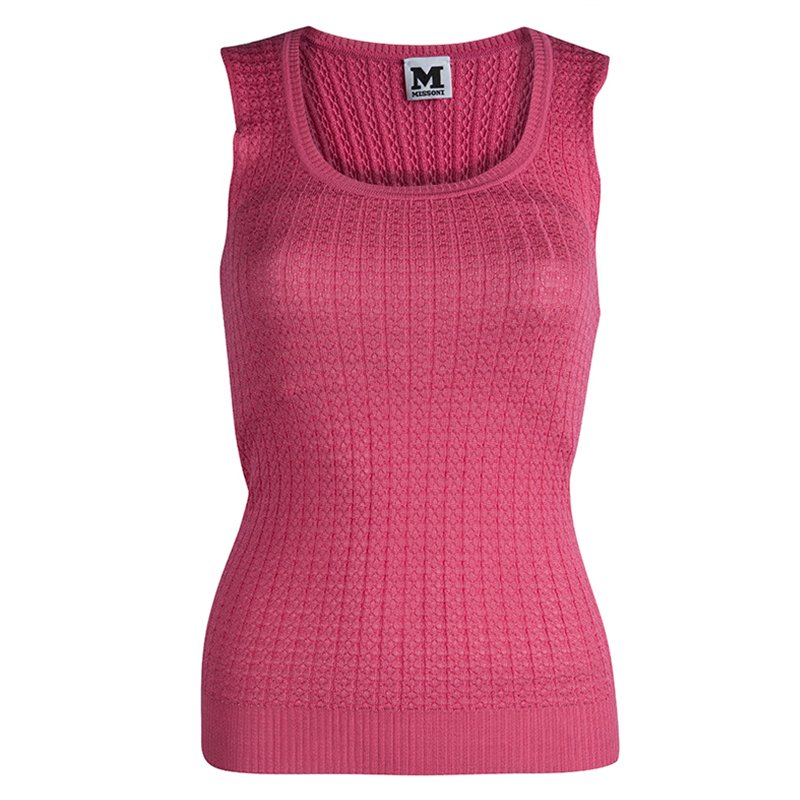 Pre Owned توب إم ميزوني بلا أكمام تريكو وردي S