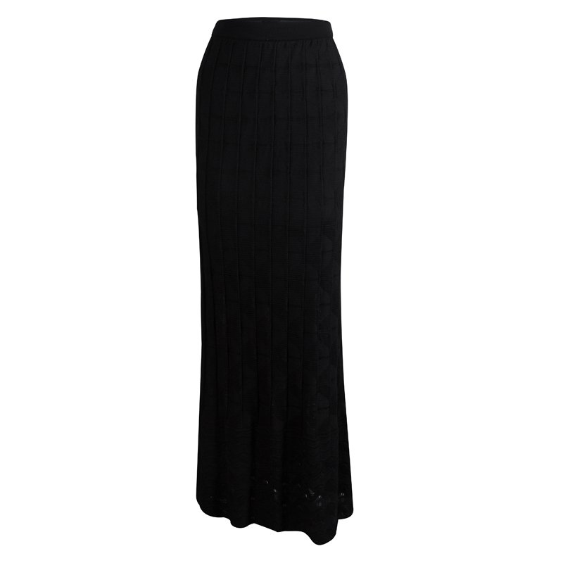 M Missoni Black Knit Pleated Maxi Skirt L