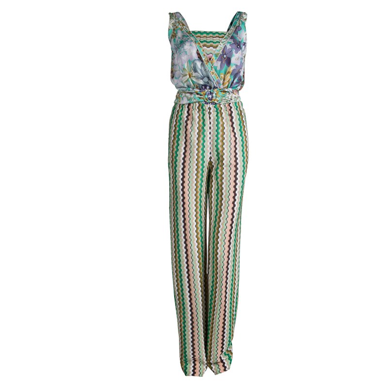 Pre Owned M Missoni Multicolor Belted Sleeveless Jumpsuit S