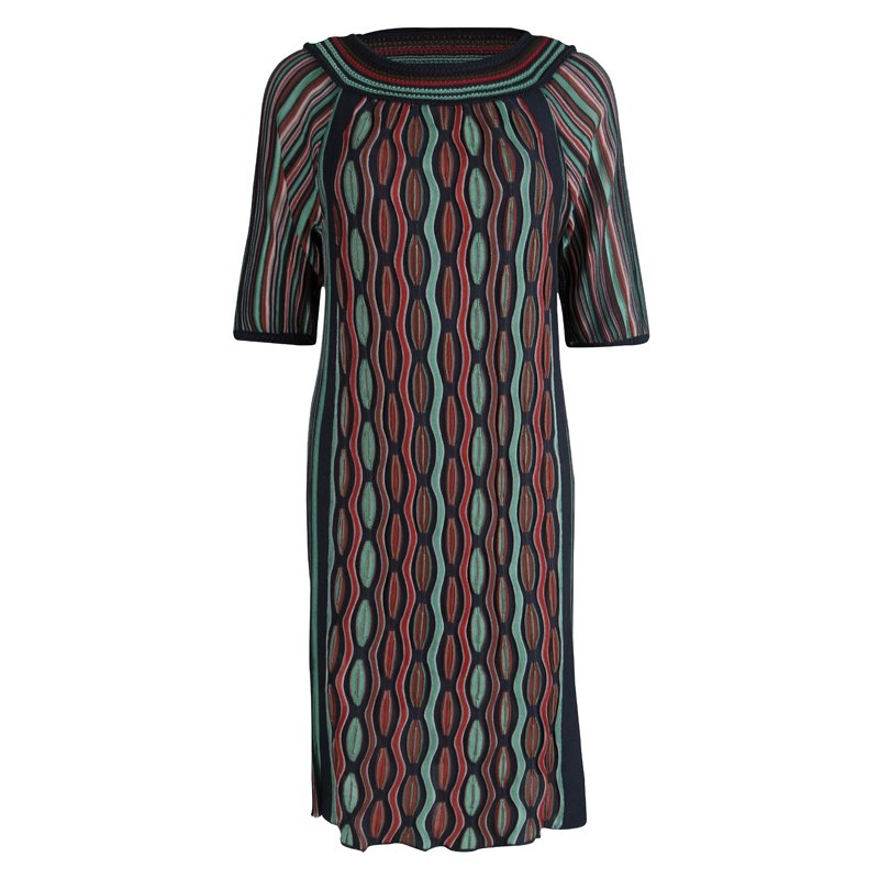 Pre Owned M Missoni Multicolor Textured Knit Dress M