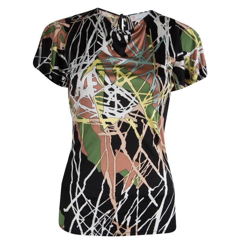 Pre Owned توب أم ميزوني تريكو مطبوع متعدد الألوان بظهر مفتوح M