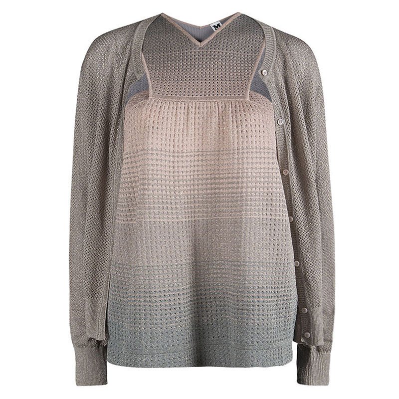مملوكة مسبقًا طقم كارديغان وتوب أم ميزوني تريكو لوريكس متعدد الألوان M/L