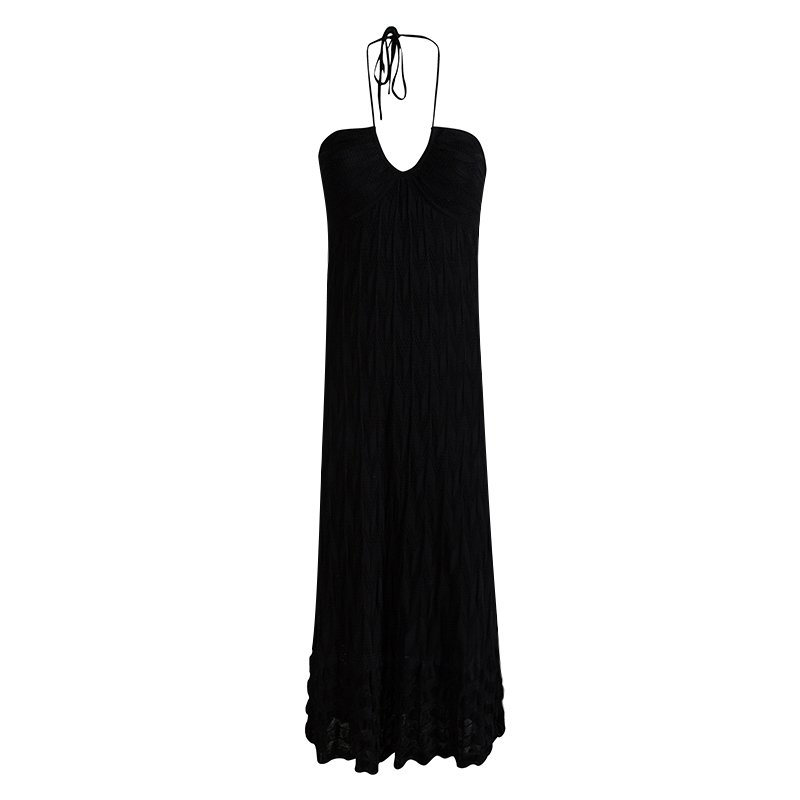 M Missoni Black Chevron Knit Halter Dress M