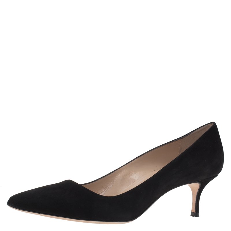 Pre Owned Manolo Blahnik Black Suede Pointed Toe Pumps Size 39.5