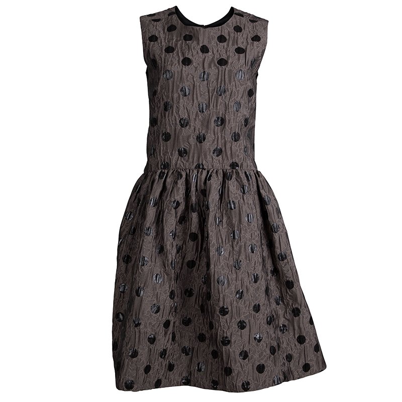 Marc by Marc Jacobs Beige Polka Dot Sleeveless Full Skirt Dress M