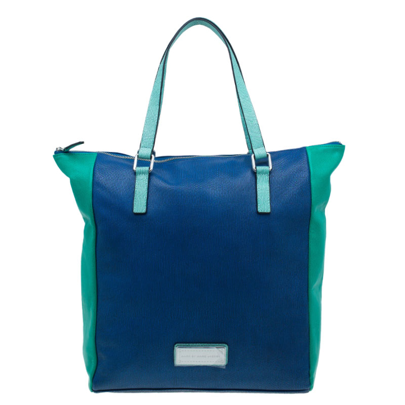 Pre Owned Marc by Marc Jacobs Blue/Green Lizard Stamped Take Me Tote 