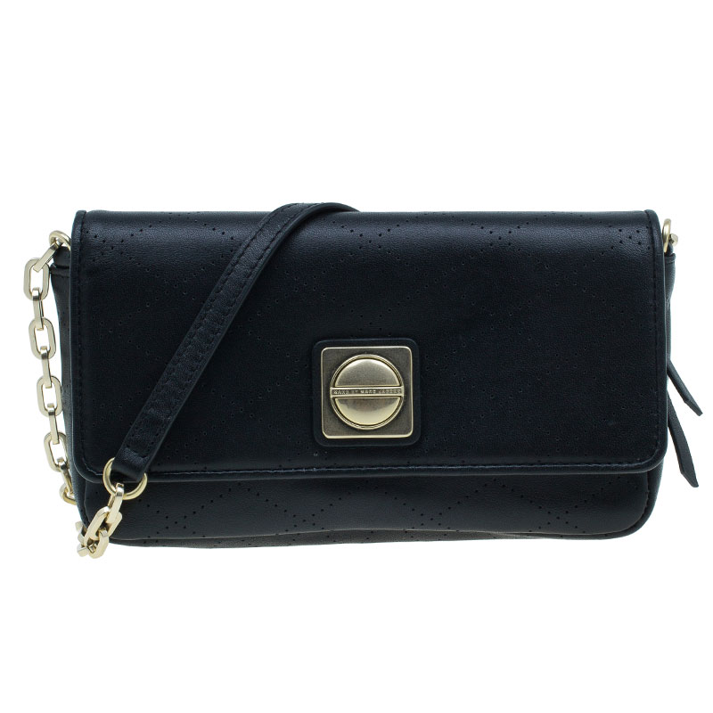 Pre Owned حقيبة كروس مارك باي مارك جاكوبس مونيكا جلد أسود