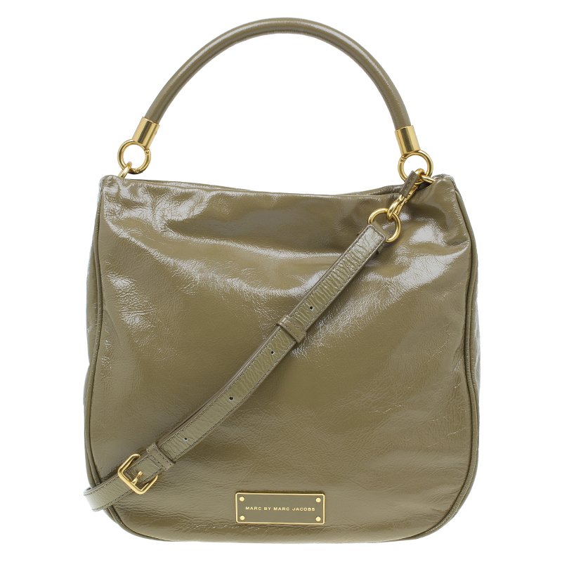 Pre Owned Marc by Marc Jacobs Olive Green Patent Leather Too Hot To Handle Hobo