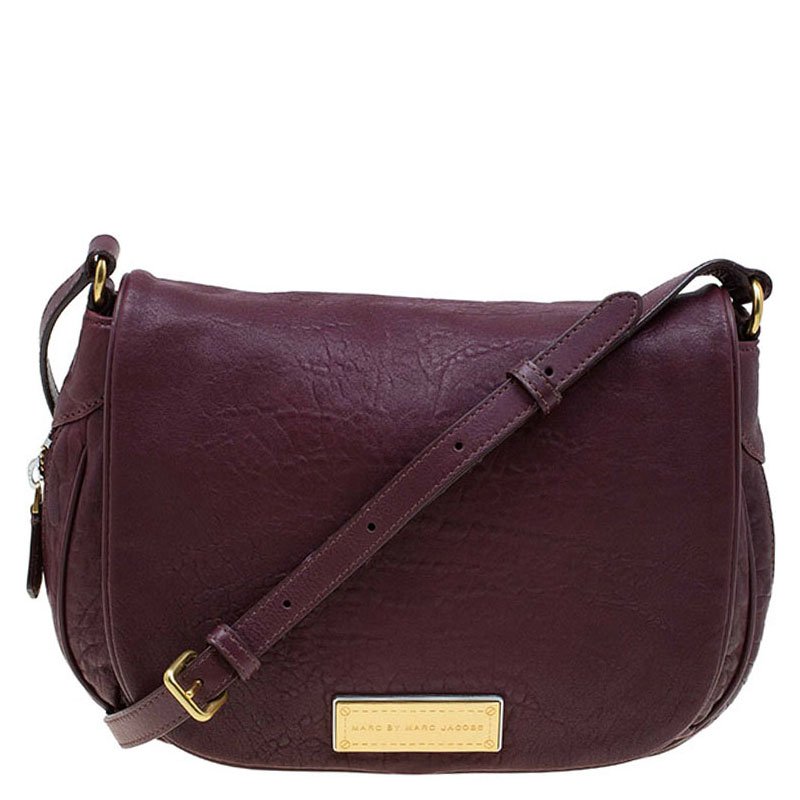 Pre Owned Marc by Marc Jacobs Burgundy Leather Washed Up The Nash Cross Body Bag