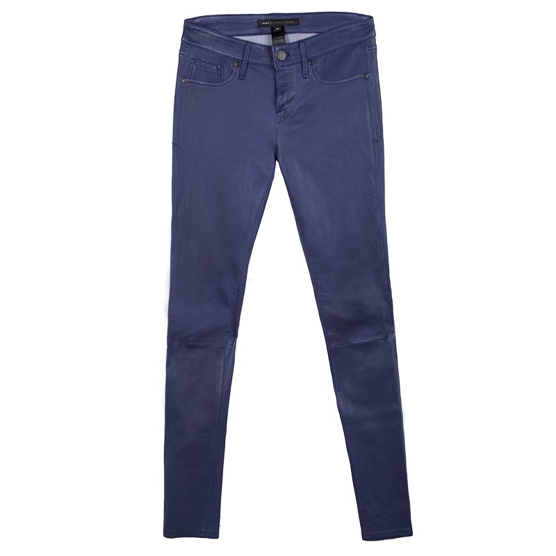 Pre Owned بنطلون جينز سكيني مارك باي مارك جاكوبس بنفسجي جلد خروف S