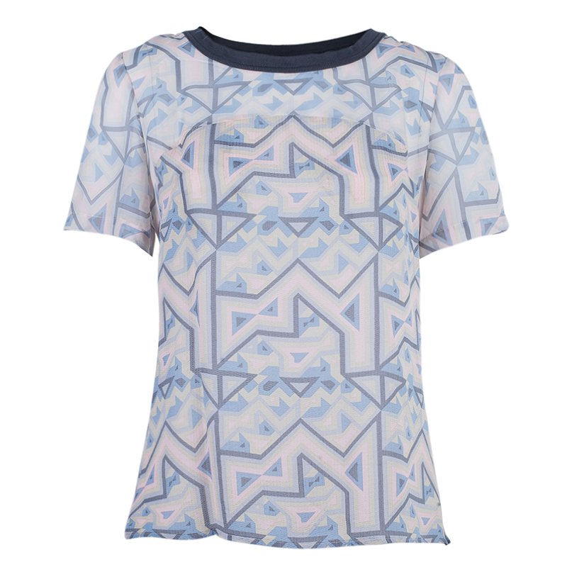 Pre Owned Marc by Marc Jacobs Geometric Printed Top S