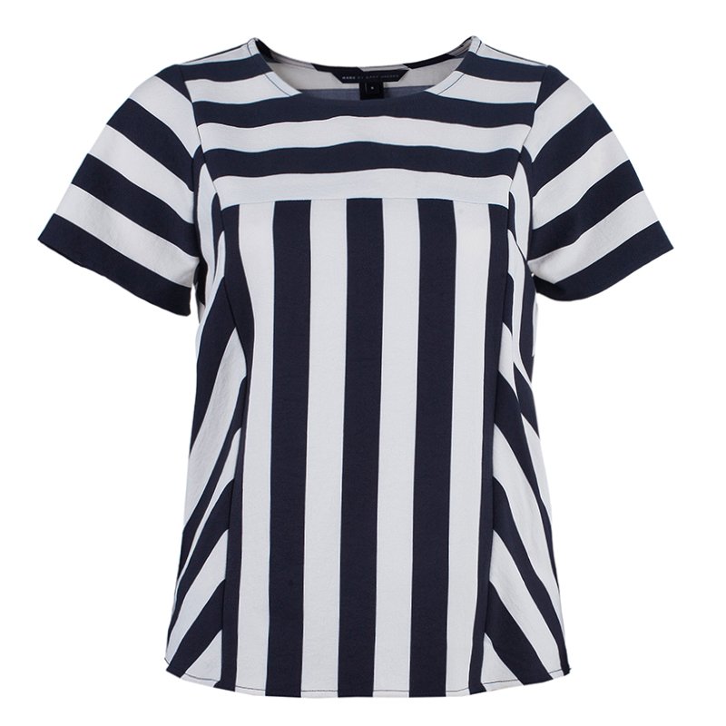 Pre Owned Marc by Marc Jacobs Monochrome Striped Top S