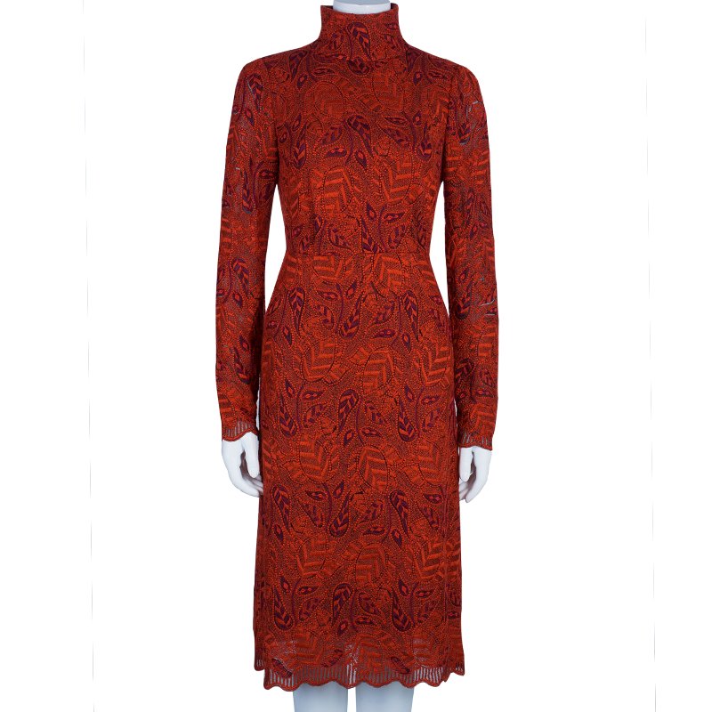Pre Owned Marc by Marc Jacobs Red Embroidered Full Sleeve Dress S