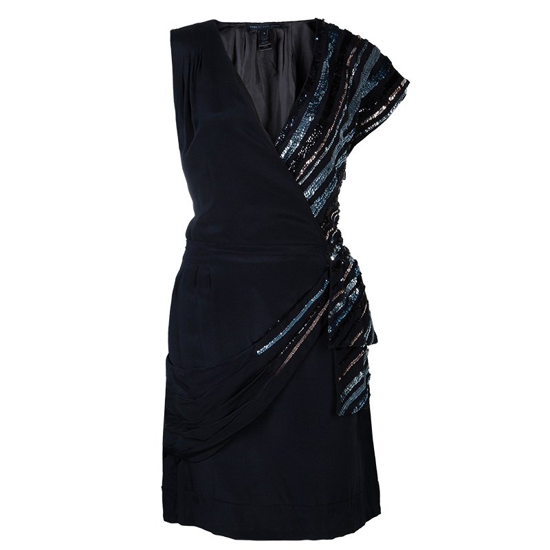 Pre Owned Marc by Marc Jacobs Black Sequin Dress L