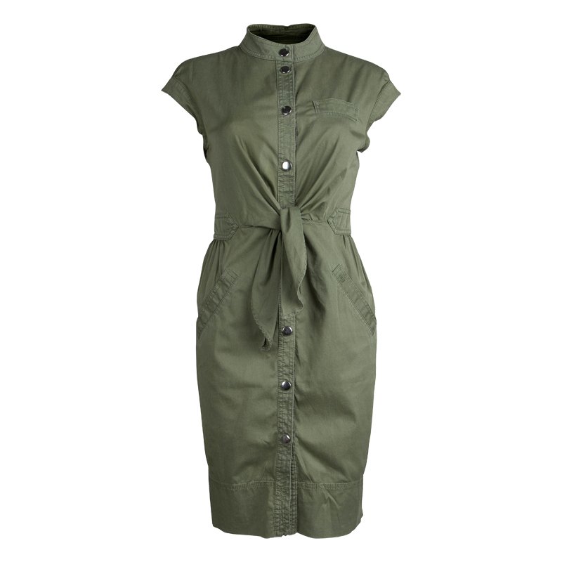 Marc by Marc Jacobs Olive Green Overdyed Cotton Shirt Dress S