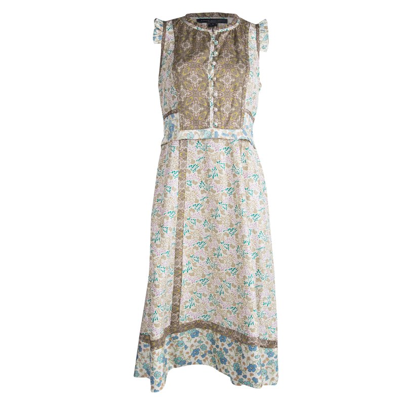 Pre Owned Marc by Marc Jacobs Multicolor Printed Silk Sleeveless Dress S