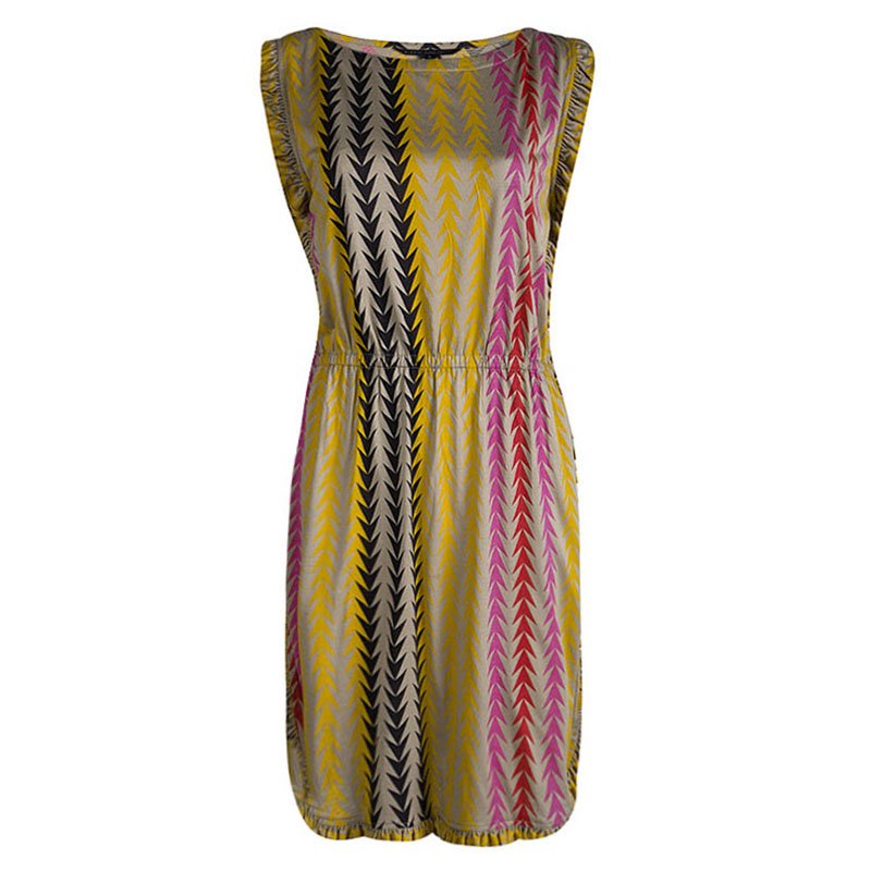 Pre Owned Marc by Marc Jacobs Multicolor Arrowhead Printed Ruffled Sleeveless Dress S