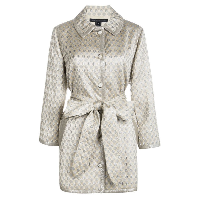 Pre Owned معطف مارك باي مارك جاكوبس جاكار لوريكس  كريمي منقط بحزام M