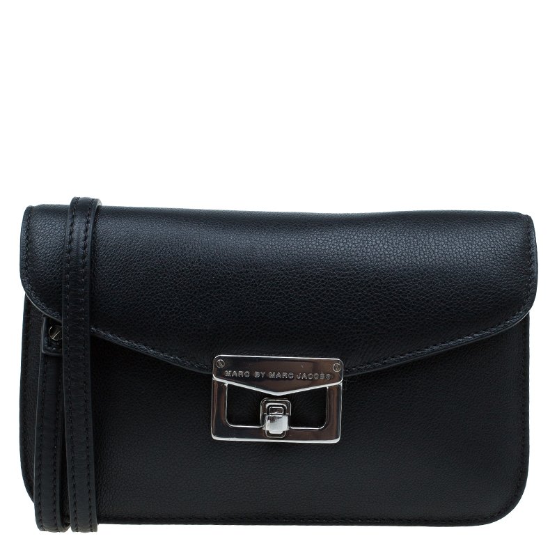 Pre Owned حقيبة كروس مارك باي مارك جاكوبس بيانكا جان أون A ليش جلد أسود