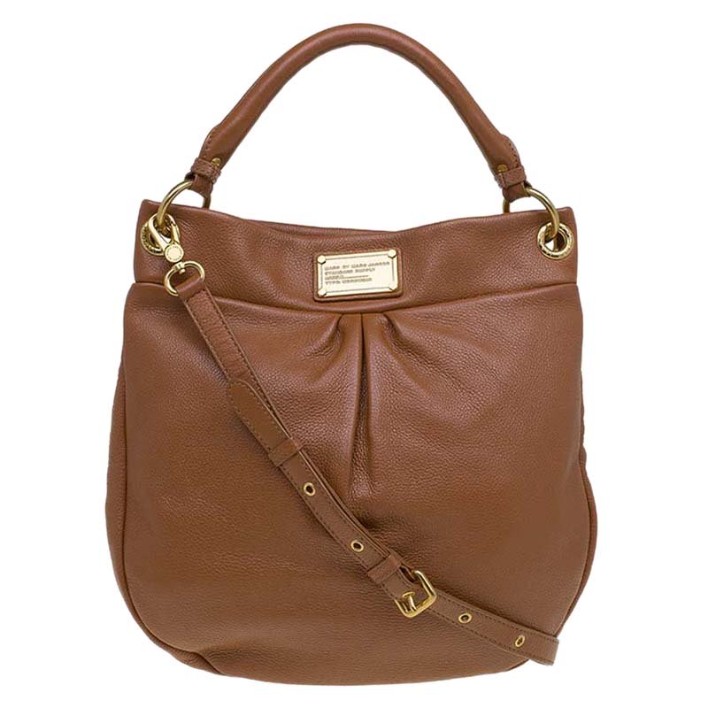Pre Owned Marc by Marc Jacobs Smoked Almond Leather Classic Q Hillier Hobo