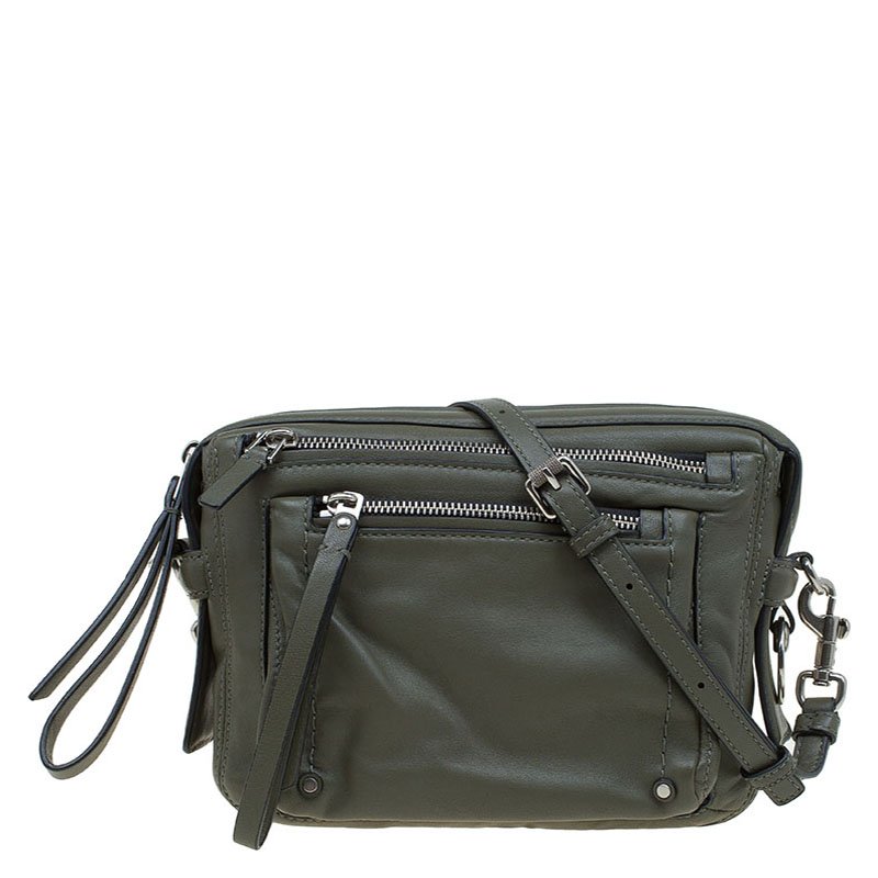 Pre Owned Marc By Marc Jacobs Fatigue Green Leather Crossbody Bag